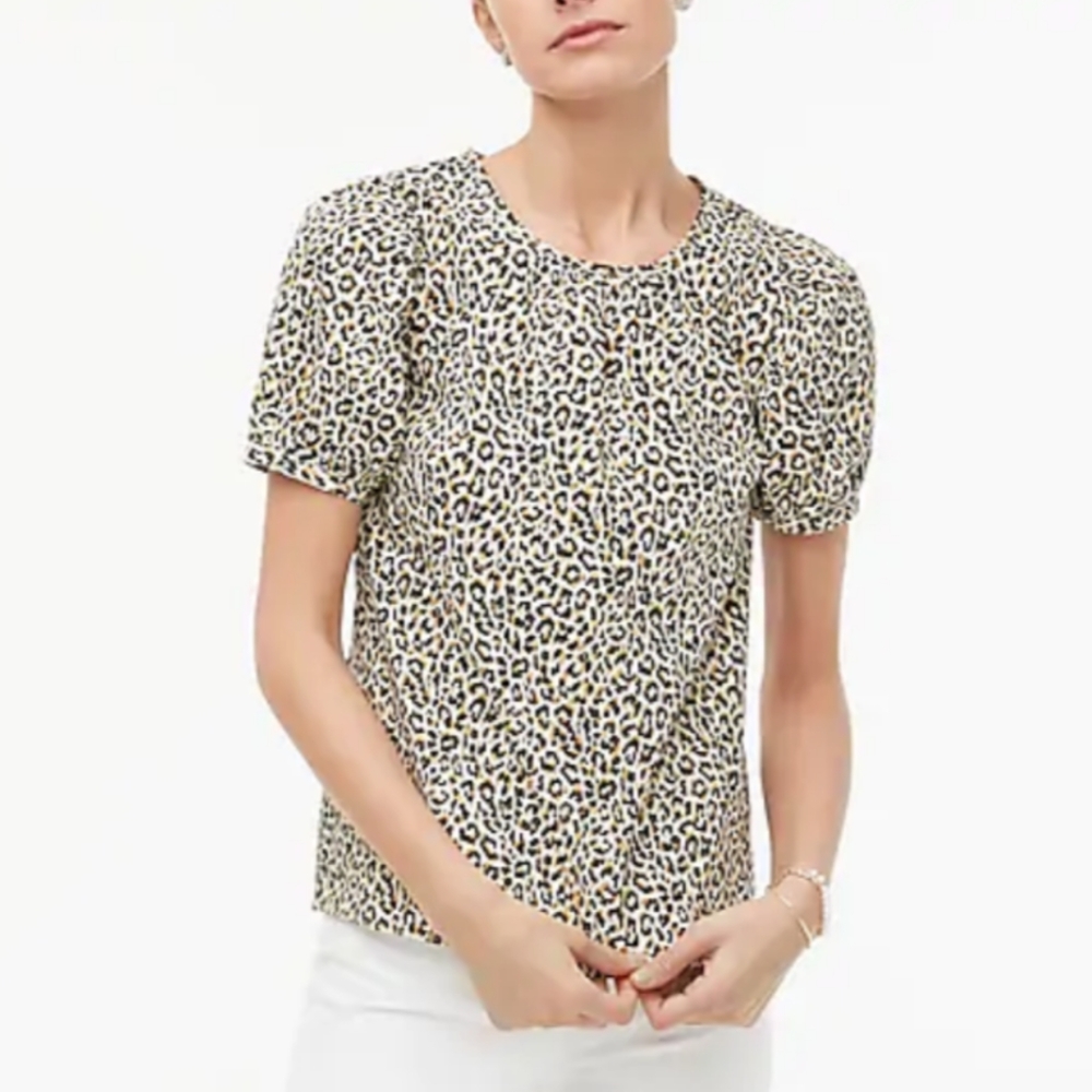 J Crew Factory animal print puff sleeve top